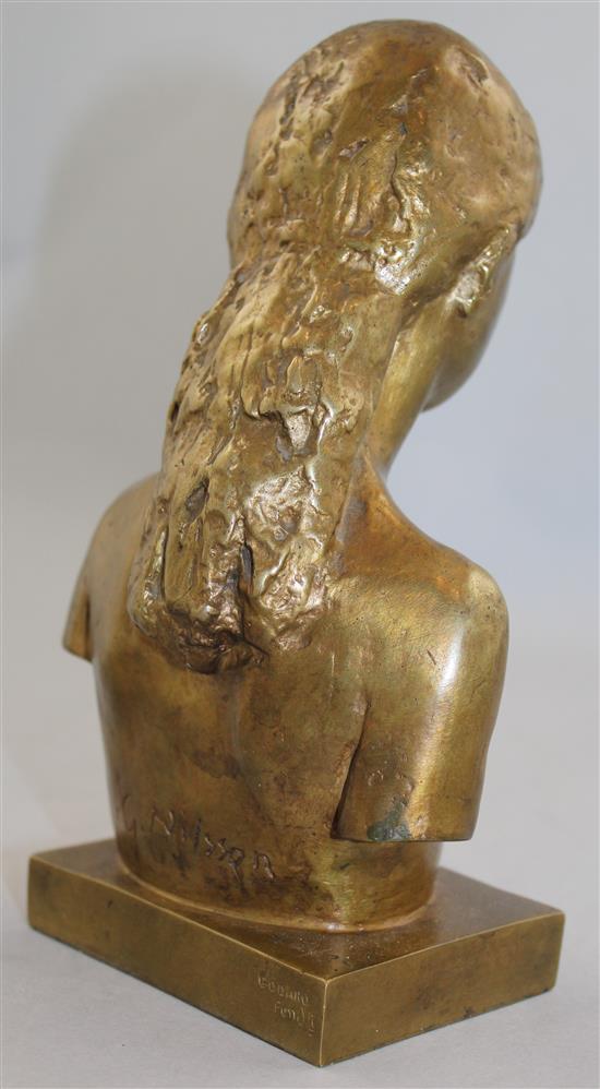 Gunnar Nilsson (Swedish, 1904-1995). A small gilded bronze bust of a young girl, 7.5in.